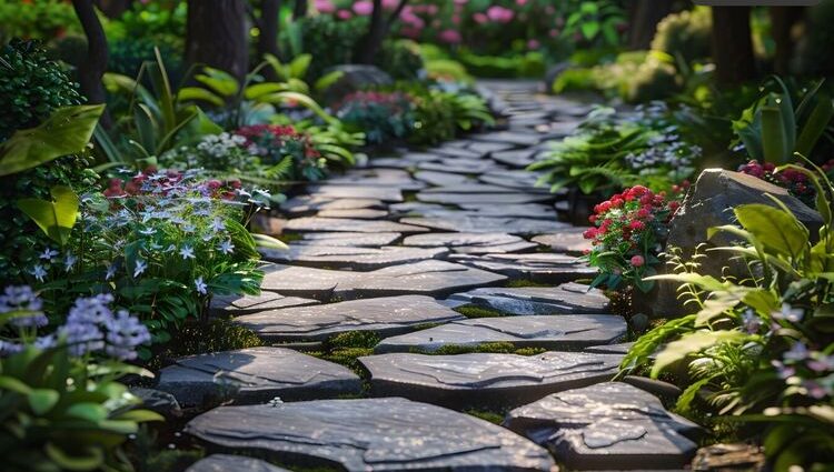 Camino de Piedras con Plantas Bajas
